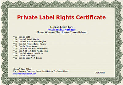 Resell Rights Sample Resell Rights License Maker